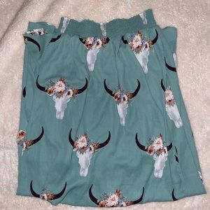 High Waisted Cow Skull Maxi Skirt